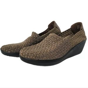 BareTraps Ulricka Bronze Woven Stretch Wedge Heel Slip-On Shoes